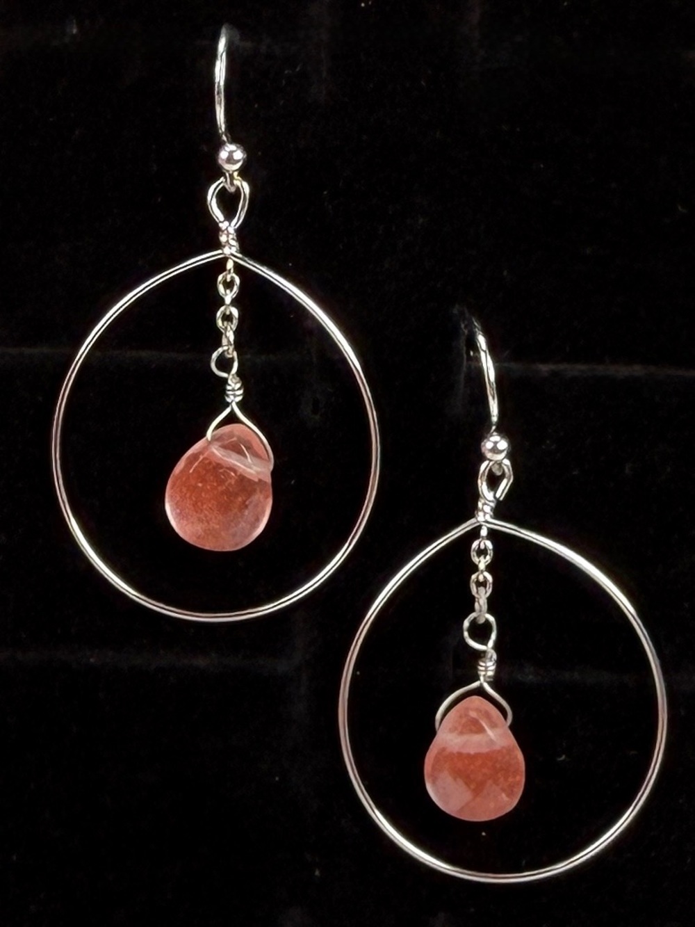 Vintage Silvertone and Pink lightweight pierced Earrings